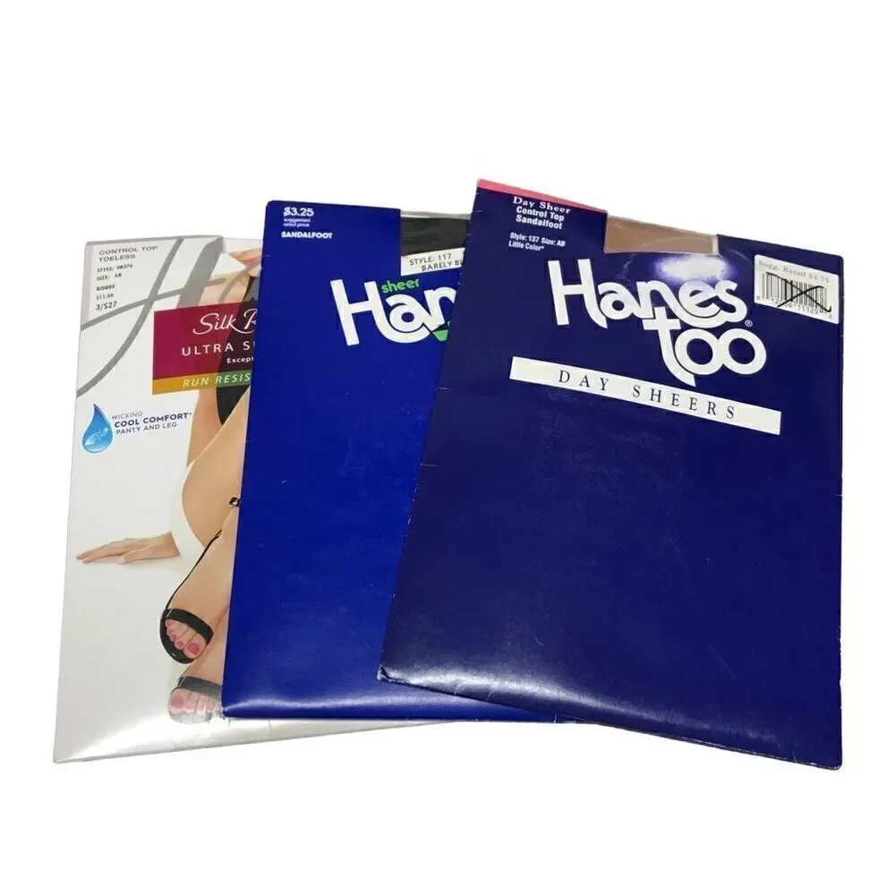 Hanes Too and Hanes Silk Reflections Size AB Bisque, Barley Black and Little Col